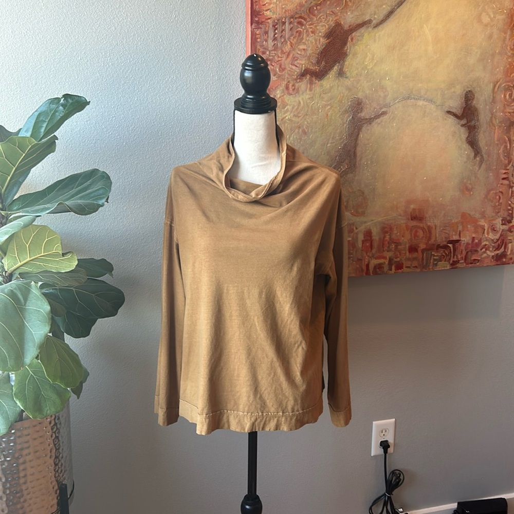 “We The Free” by Free People Brown Cowl Neck Long Sleeve Oversized Top